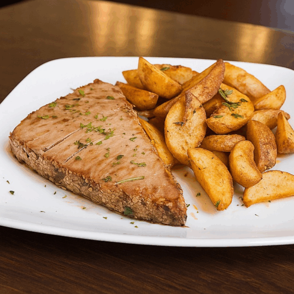 Atún a la plancha/papas fritas